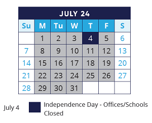 District School Academic Calendar for Algonquin Lakes Elem Sch for July 2024
