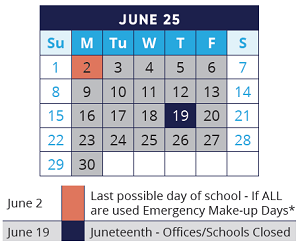 District School Academic Calendar for Algonquin Lakes Elem Sch for June 2025