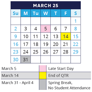 District School Academic Calendar for Algonquin Lakes Elem Sch for March 2025