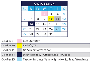 District School Academic Calendar for Algonquin Lakes Elem Sch for October 2024