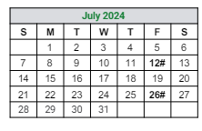 District School Academic Calendar for Concord South Side Elem School for July 2024