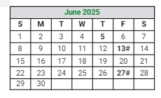 District School Academic Calendar for Concord South Side Elem School for June 2025