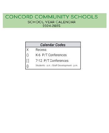 District School Academic Calendar Legend for Concord South Side Elem School