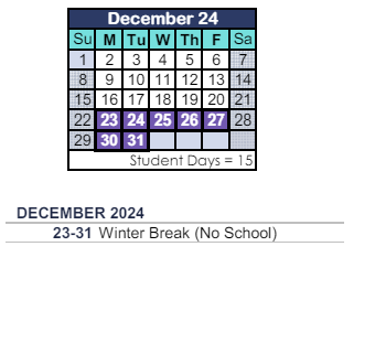 District School Academic Calendar for Lang Ranch (elementary) for December 2024