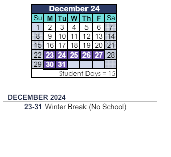 District School Academic Calendar for Redwood Middle for December 2024