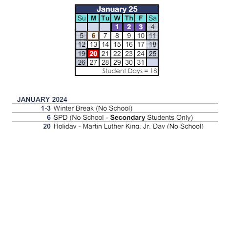 District School Academic Calendar for Westlake Hills Elementary for January 2025