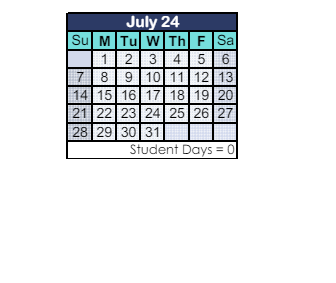 District School Academic Calendar for Sycamore Canyon School for July 2024