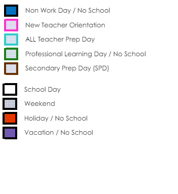 District School Academic Calendar Legend for Wildwood Elementary