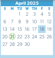 District School Academic Calendar for Kaufman Elementary for April 2025
