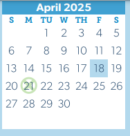 District School Academic Calendar for W L Hauke Alter Ed for April 2025
