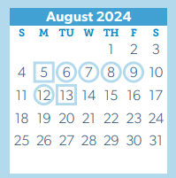 District School Academic Calendar for Reaves Elementary for August 2024