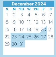 District School Academic Calendar for Flex 11 for December 2024