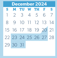 District School Academic Calendar for W L Hauke Alter Ed for December 2024