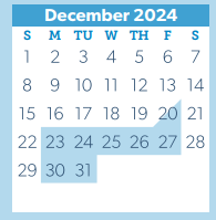 District School Academic Calendar for Sally Ride Elementary for December 2024