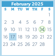 District School Academic Calendar for D A E P for February 2025