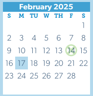 District School Academic Calendar for W L Hauke Alter Ed for February 2025