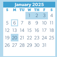 District School Academic Calendar for The Woodlands High School for January 2025