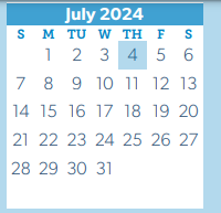 District School Academic Calendar for Next New Intermediate for July 2024
