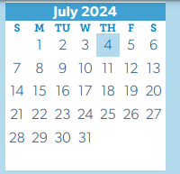 District School Academic Calendar for C D York Junior High for July 2024