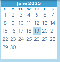 District School Academic Calendar for New Oak Ridge Intermediate for June 2025