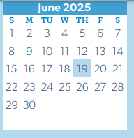 District School Academic Calendar for W L Hauke Alter Ed for June 2025
