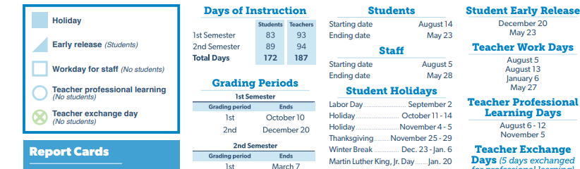 District School Academic Calendar Key for Next New Intermediate