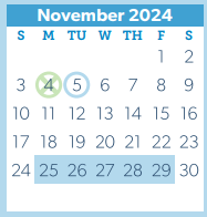 District School Academic Calendar for W L Hauke Alter Ed for November 2024