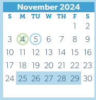 District School Academic Calendar for B B Rice Elementary for November 2024