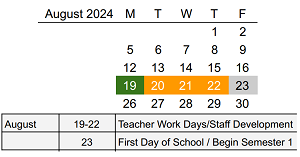 District School Academic Calendar for Lewis & Clark Elementary School for August 2024
