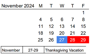 District School Academic Calendar for Lewis & Clark Elementary School for November 2024