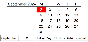 District School Academic Calendar for Lewis & Clark Elementary School for September 2024