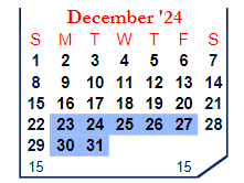 District School Academic Calendar for Covington Community High Sch for December 2024