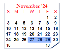 District School Academic Calendar for Covington Community High Sch for November 2024