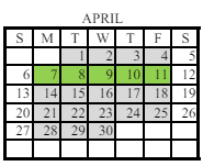 District School Academic Calendar for Lee Middle School for April 2025