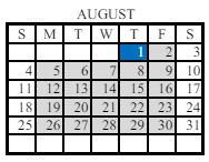District School Academic Calendar for Jefferson Parkway Elementary School for August 2024