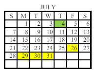 District School Academic Calendar for Northside Elementary School for July 2024