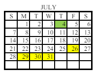 District School Academic Calendar for Arnco-sargent Elementary School for July 2024