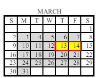 District School Academic Calendar for Thomas Crossroads Elementary School for March 2025