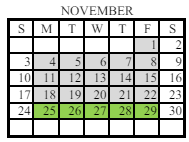 District School Academic Calendar for White Oak Elementary School for November 2024