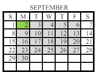 District School Academic Calendar for Grantville Elementary for September 2024