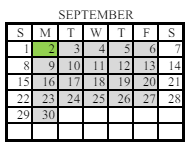 District School Academic Calendar for Arbor Springs Elementary for September 2024