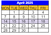 District School Academic Calendar for Daniel D. Waterman School for April 2025