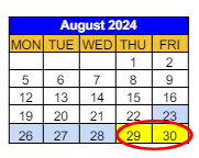 District School Academic Calendar for Daniel D. Waterman School for August 2024
