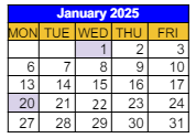 District School Academic Calendar for Daniel D. Waterman School for January 2025