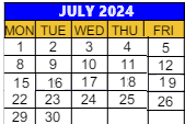 District School Academic Calendar for Daniel D. Waterman School for July 2024