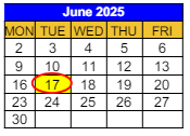 District School Academic Calendar for Daniel D. Waterman School for June 2025