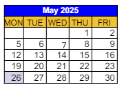District School Academic Calendar for Daniel D. Waterman School for May 2025