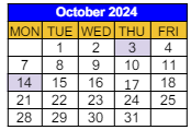 District School Academic Calendar for Daniel D. Waterman School for October 2024