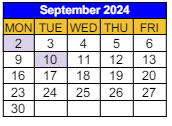 District School Academic Calendar for Daniel D. Waterman School for September 2024