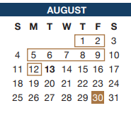 District School Academic Calendar for J A Hargrave Elementary for August 2024